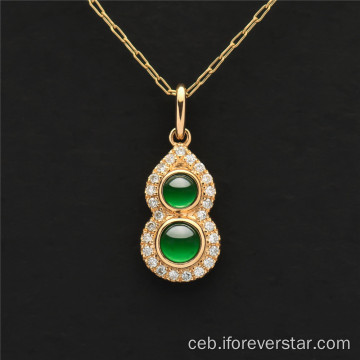 Diamond-encrusted jade jadeite gourd clavicle chain pendant